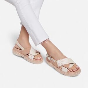 Dolce Vita Niles Buckle Sandals Ivory Multi Neutral Leather Sandal Cowhide Print